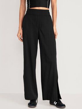 High-Waisted StretchTech Split-Hem Wide-Leg Pants for Women
